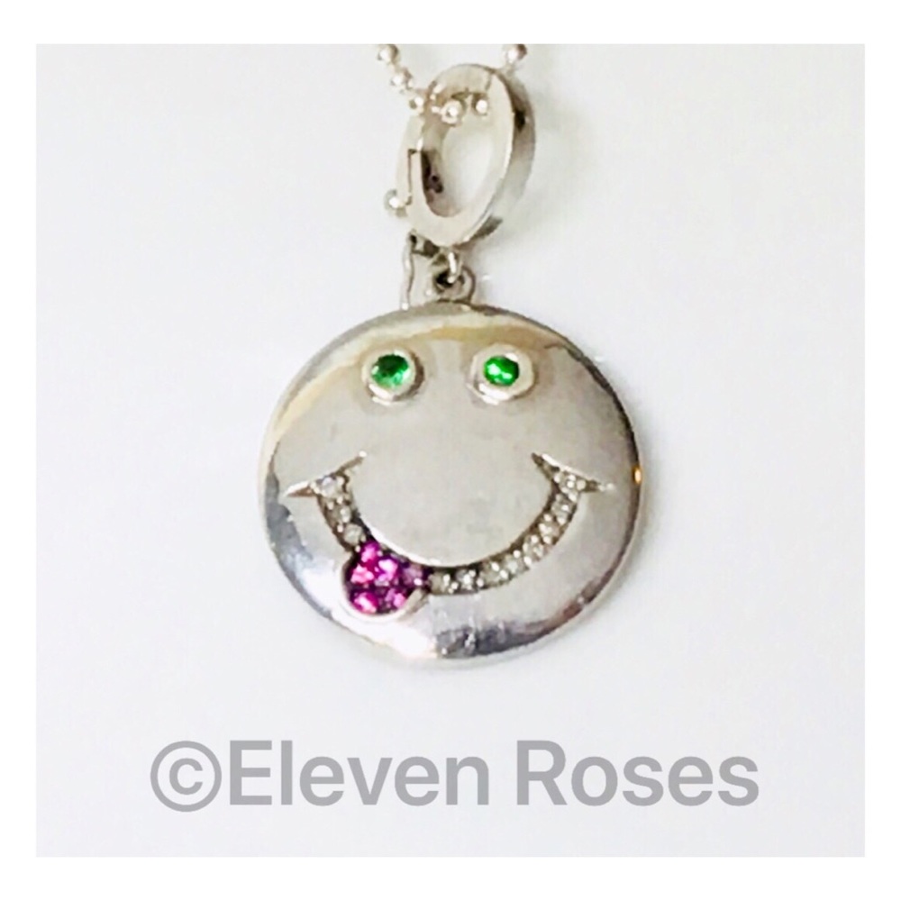 Sterling Multi Gemstone Smiley Emoji Necklace